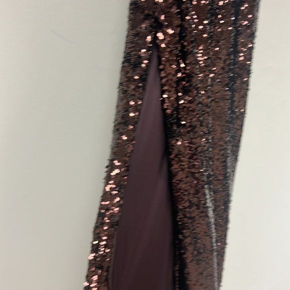 Aidan by Aidan Mattox 3/4 sleeves sequins with side slit long gown - Picture 7 of 9